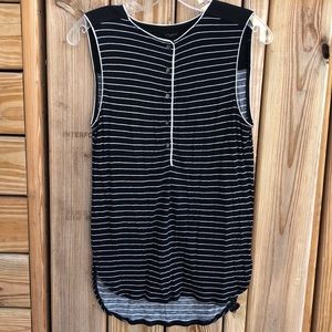ANN TAYLOR Petites Button Front Sleeveless Stripe Blouse